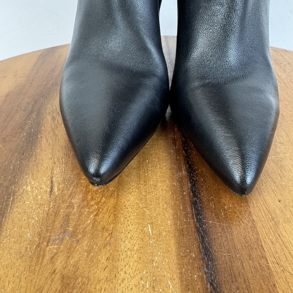 Womens Vince Pilar Black Leather Knee High Heeled Riding Boots Size 7 M WC GUC - Picture 5 of 9